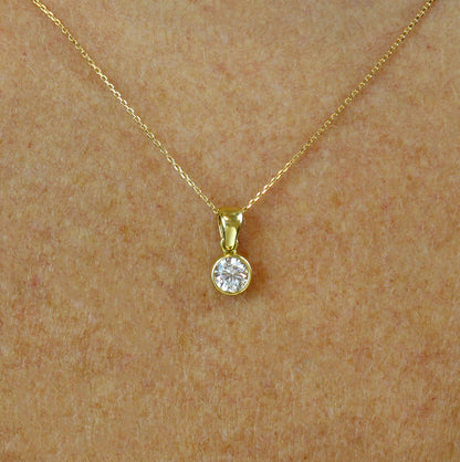 Bezel necklace 18K Yellow Gold + Lifetime Warranty, Fine jewelry