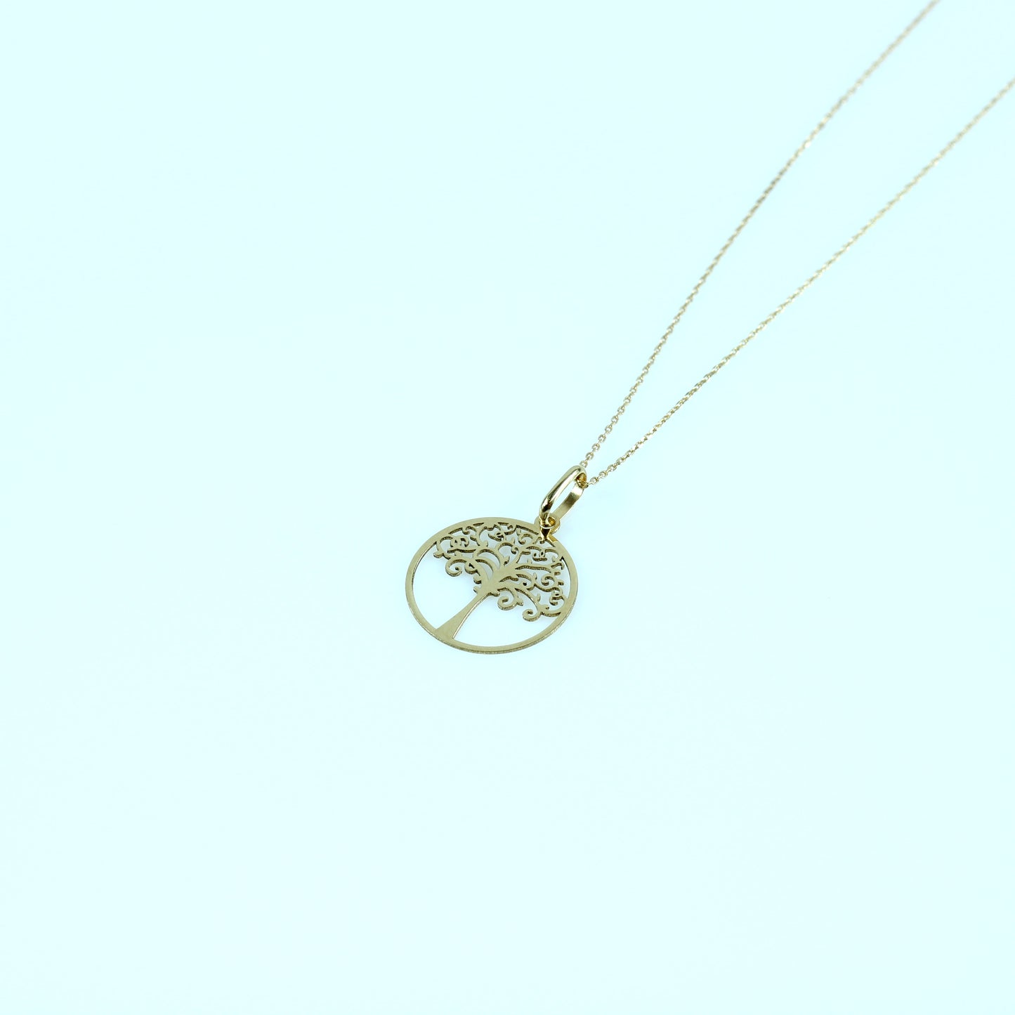 18K Yellow Gold Tree Pendant + 18K Gold Chain | Symbolic Nature-Inspired Jewelry