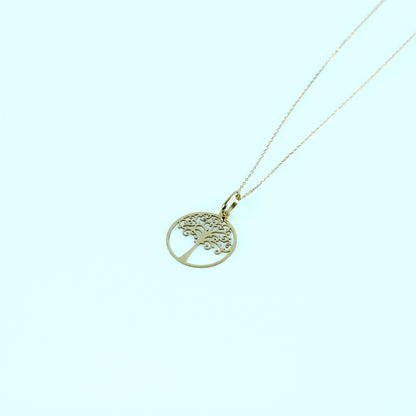 18K Yellow Gold Tree Pendant + 18K Gold Chain | Symbolic Nature-Inspired Jewelry