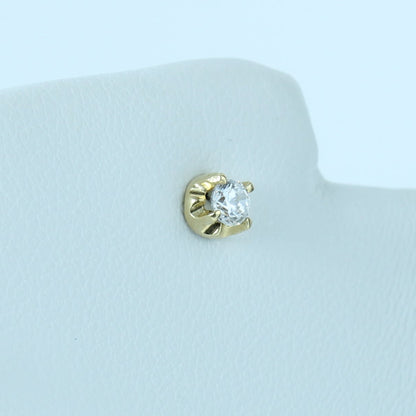 18K Solid Yellow Gold Jewelry Set – Stud Earrings + Bezel Pendant with Matching Chain