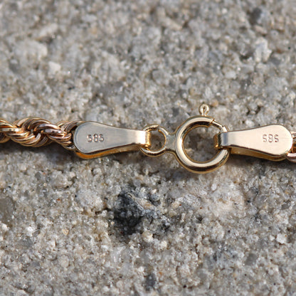 14K Yellow Gold Rope Chain – 3mm, 20-Inch, Semi-Solid