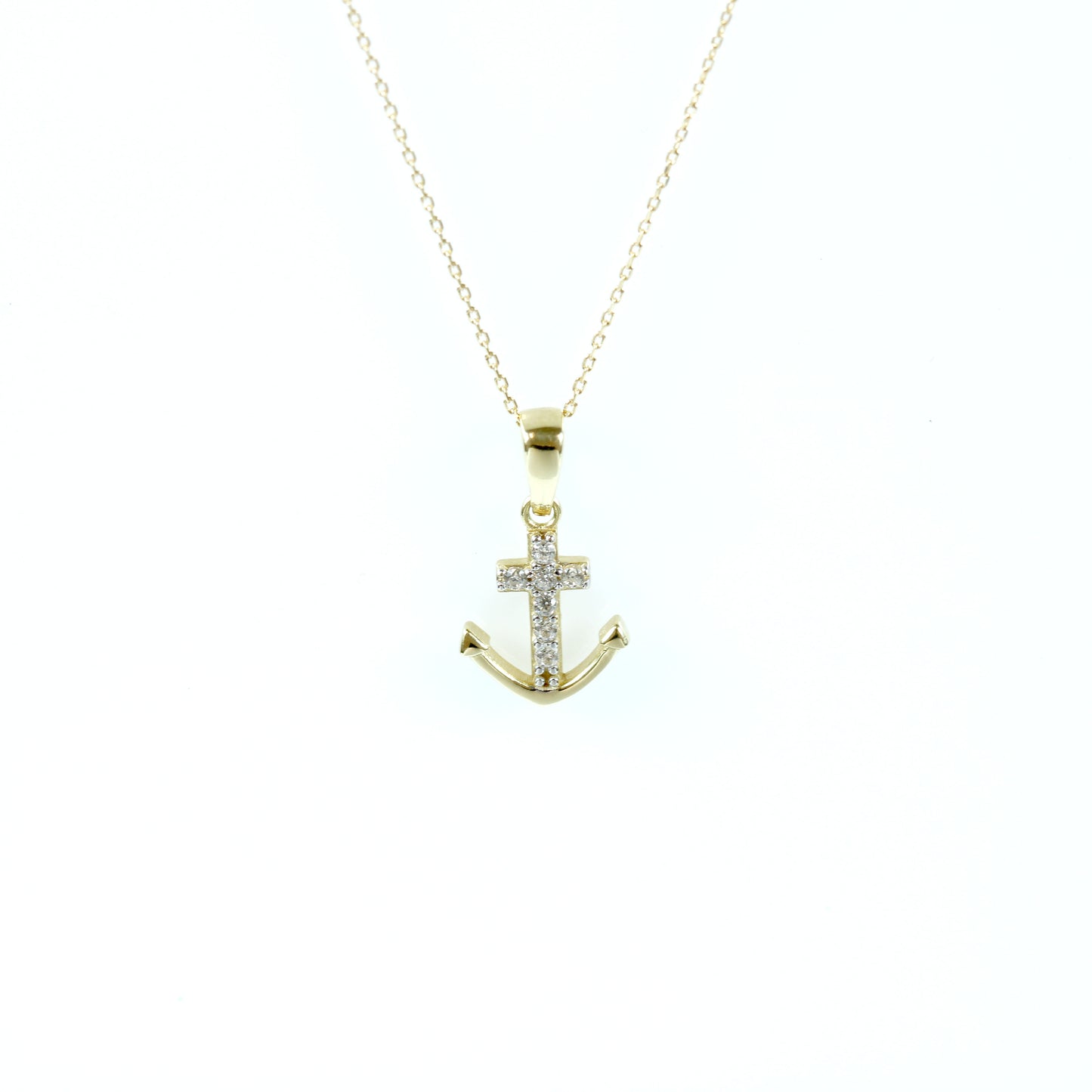 18K Gold Anchor Pendant Necklace with Matching 18K Gold Chain – Fine Jewelry for Men & Women