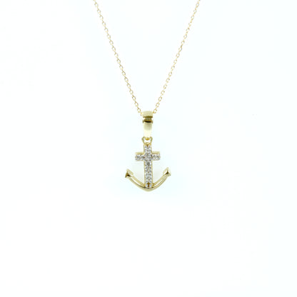 18K Gold Anchor Pendant Necklace with Matching 18K Gold Chain – Fine Jewelry for Men & Women