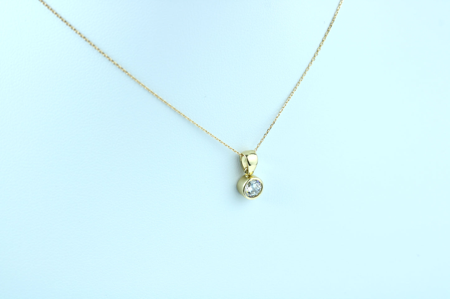Bezel necklace 18K Yellow Gold + Lifetime Warranty, Fine jewelry