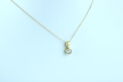 Bezel necklace 18K Yellow Gold + Lifetime Warranty, Fine jewelry