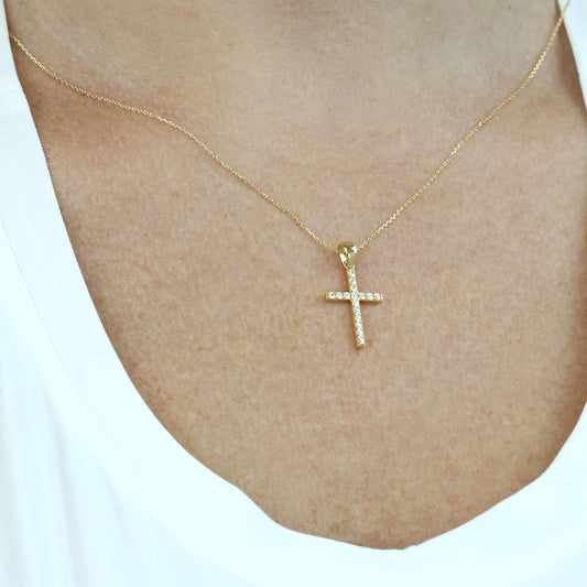 18K Yellow Gold Pendant with Stones + 18K Gold Chain | Elegant Fine Jewelry