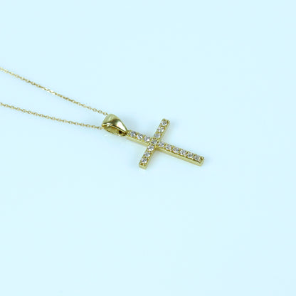 18K Yellow Gold Pendant with Stones + 18K Gold Chain | Elegant Fine Jewelry