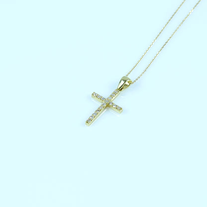 18K Yellow Gold Pendant with Stones + 18K Gold Chain | Elegant Fine Jewelry