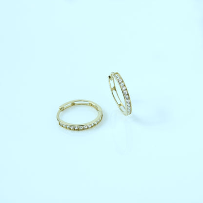 18K Yellow Gold Hoop Earrings with Stones | Elegant Fine Jewelry for Women