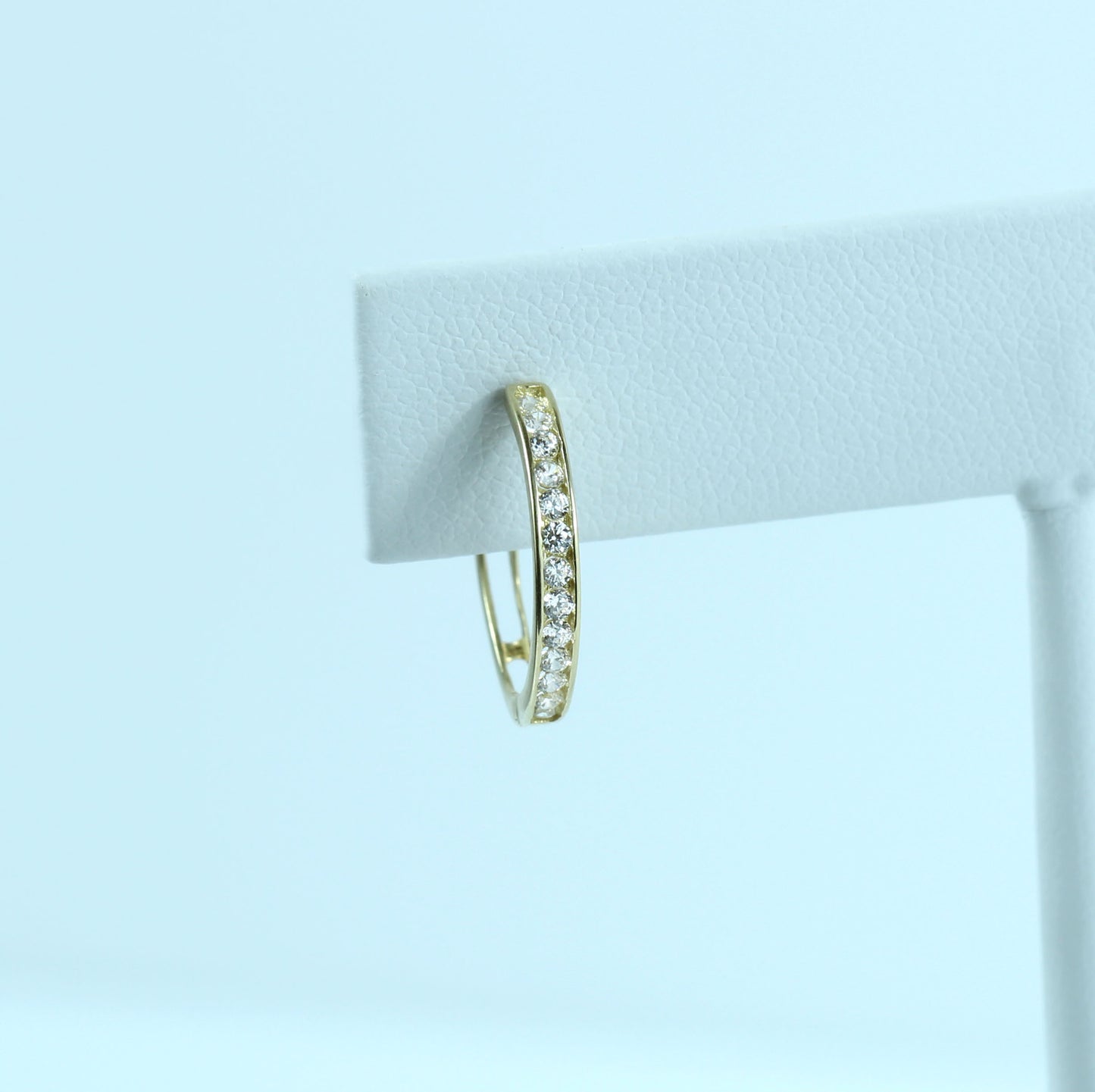 18K Yellow Gold Hoop Earrings with Stones | Elegant Fine Jewelry for Women