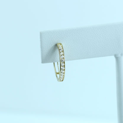 18K Yellow Gold Hoop Earrings with Stones | Elegant Fine Jewelry for Women