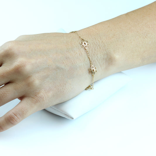 18K Yellow Gold Flower-Style Bracelet | Elegant Floral Fine Jewelry
