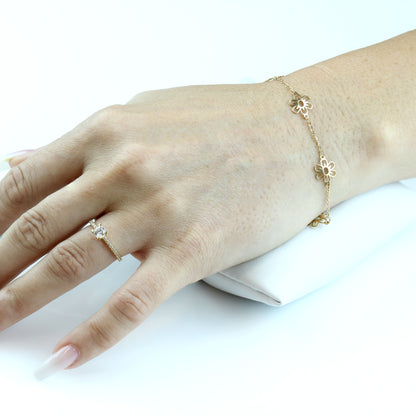 18K Yellow Gold Flower-Style Bracelet | Elegant Floral Fine Jewelry
