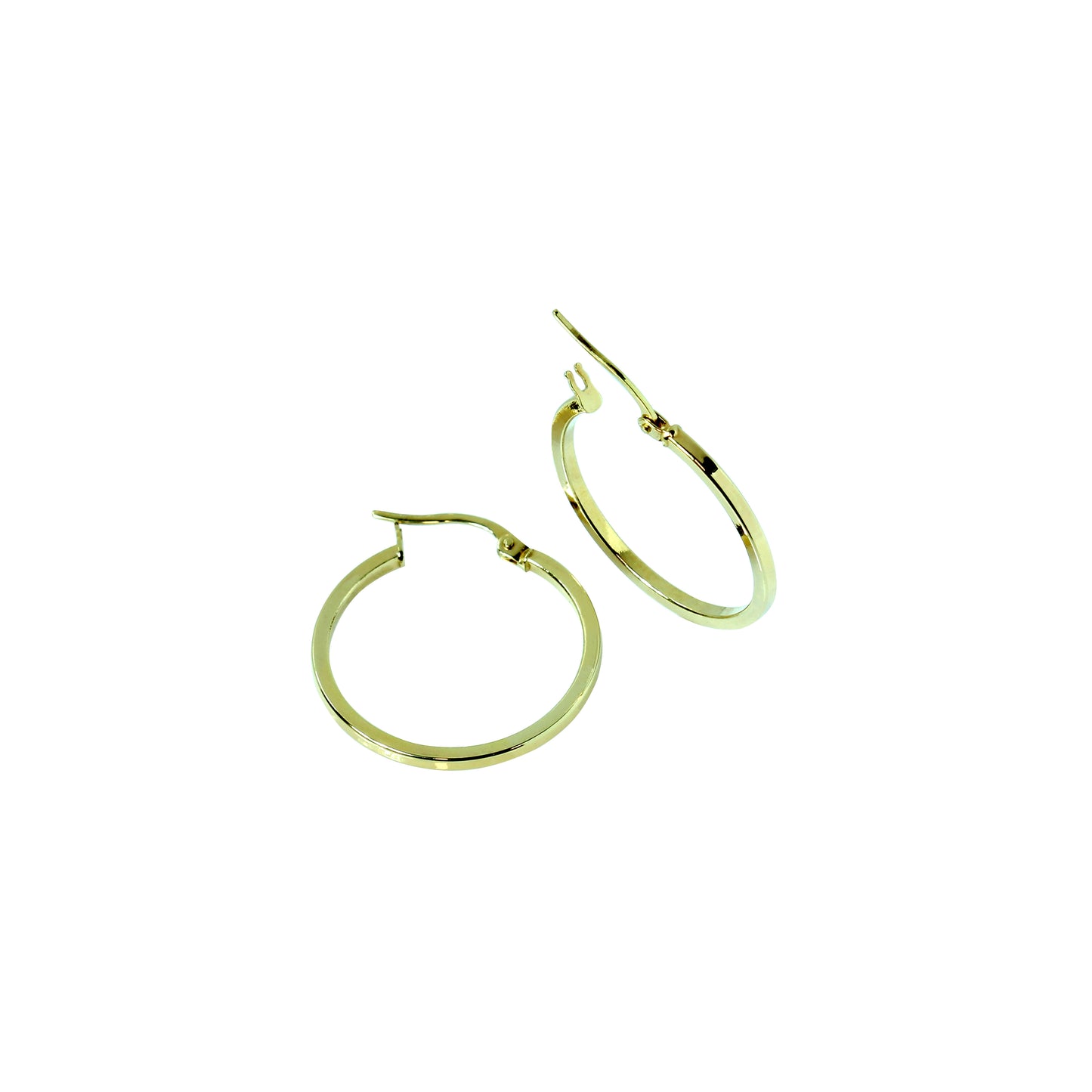 18K Yellow Gold Flat Hoop Earrings – Squared Edge, 22mm Hoops | Fine Jewelry