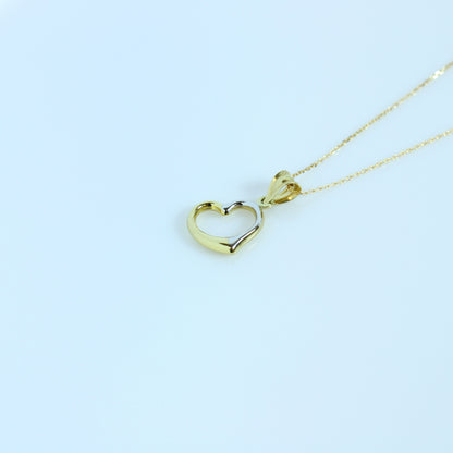 18K Two-Tone Gold Heart Pendant | Elegant Yellow & White Gold Jewelry + 18k gold chain