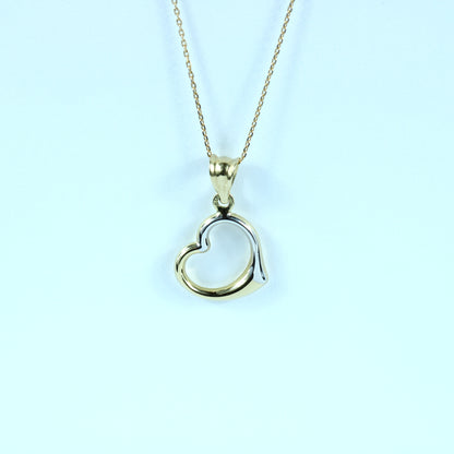 18K Two-Tone Gold Heart Pendant | Elegant Yellow & White Gold Jewelry + 18k gold chain