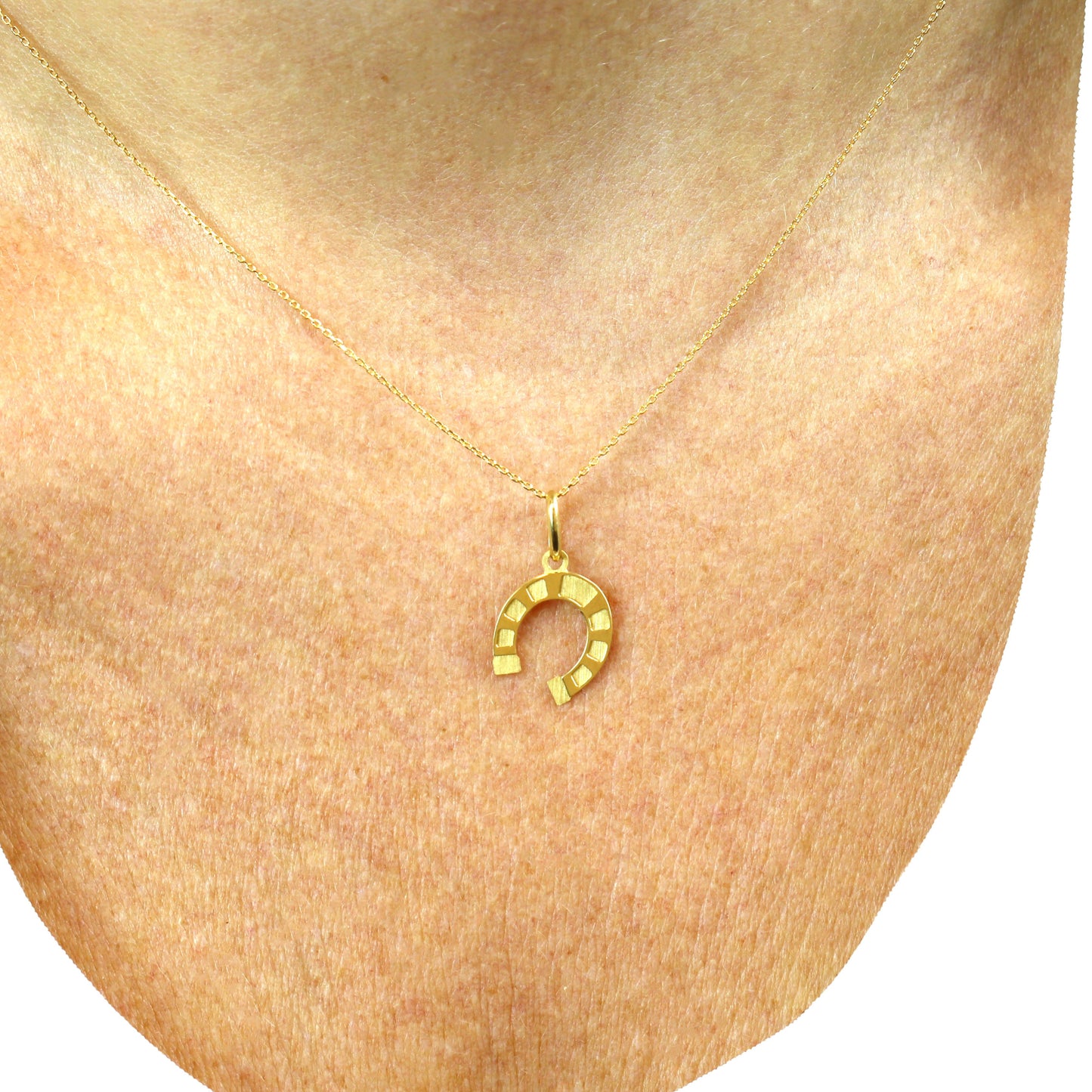 18K Yellow Gold Horseshoe Pendant | Lucky Charm Fine Jewelry + 18k gold chain