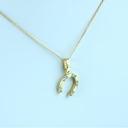18K Gold Horseshoe Pendant Necklace with 18k gold Chain – Fine jewelry