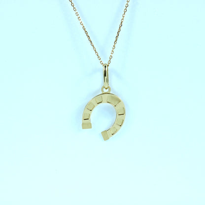 18K Yellow Gold Horseshoe Pendant | Lucky Charm Fine Jewelry + 18k gold chain