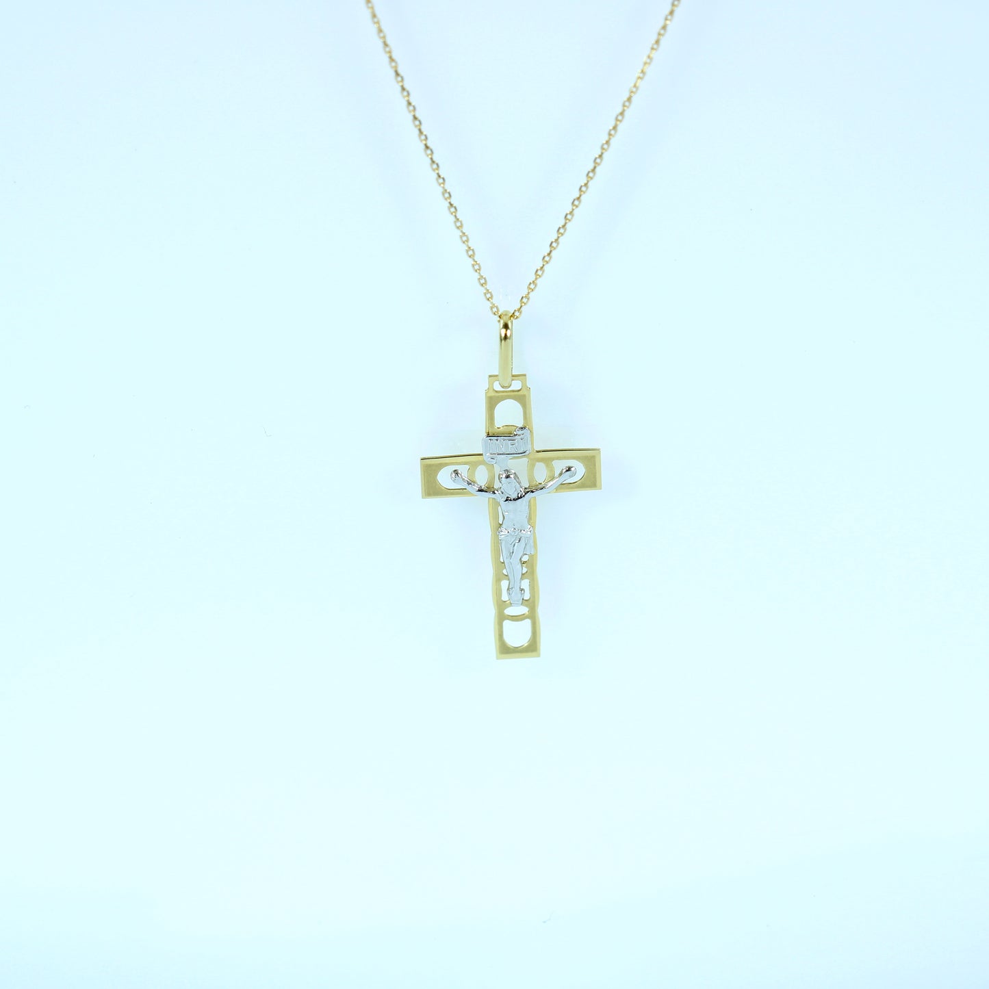 18K Yellow Gold Crucifix  Pendant + 18K Gold Chain | Fine Jewelry Gift
