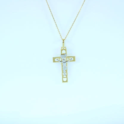 18K Yellow Gold Crucifix  Pendant + 18K Gold Chain | Fine Jewelry Gift