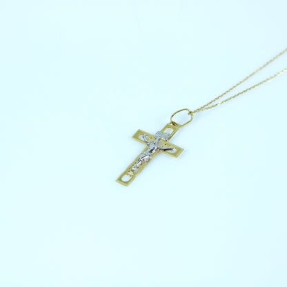 18K Yellow Gold Crucifix  Pendant + 18K Gold Chain | Fine Jewelry Gift